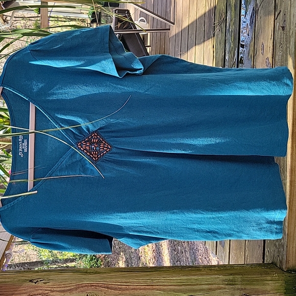 Teal beaded Tee 1X - Picture 7 of 7